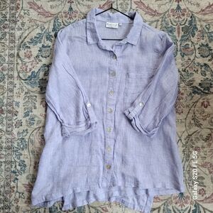 Habitat Linen Blue Assymetric Shirt